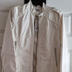 Worthington Biker Jacket-Off White Faux Leather-Small-Never Worn